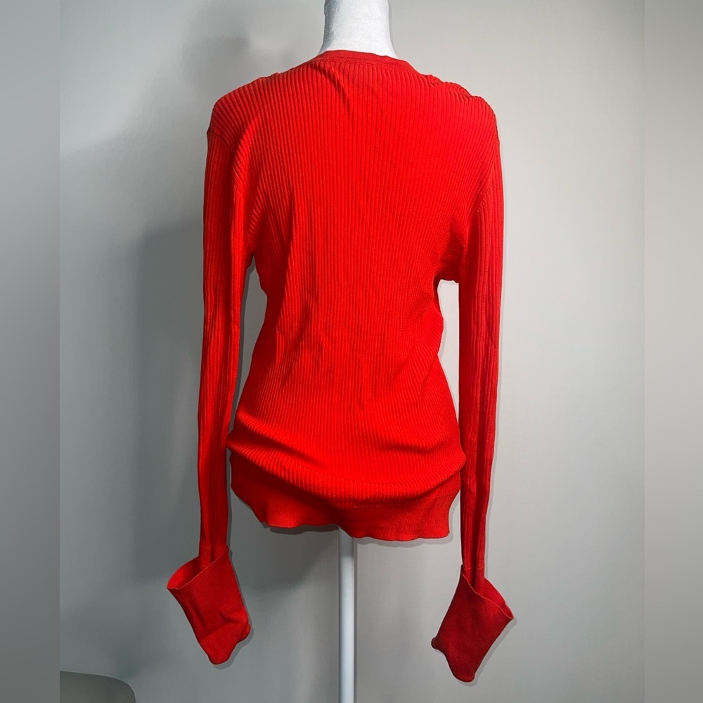 Tory Burch Red Button Down Ribbed Sweater - Picture 6 of 15